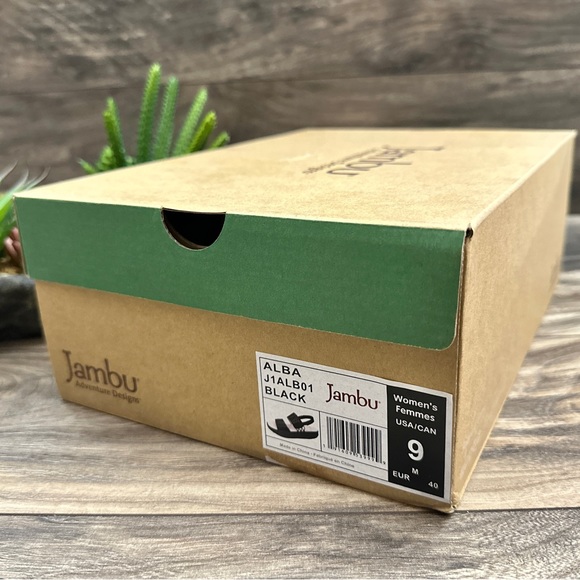 NIBNIB Jambu Alba Slingback Rocker Platform Sandal Black Leather - Picture 14 of 14